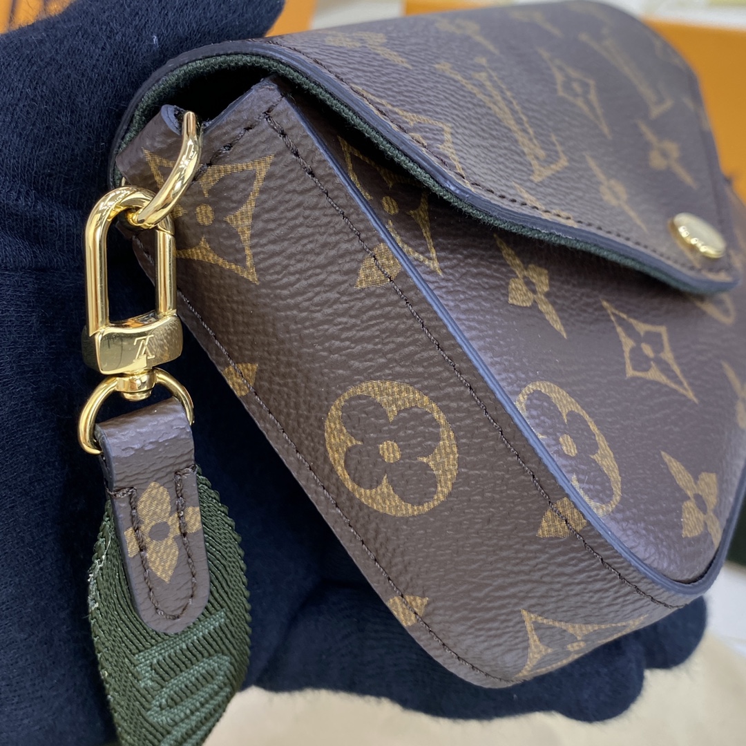 Louis Vuitton FELICIE STRAP POCHETTE Handbag Monogram M80091 Khaki Green